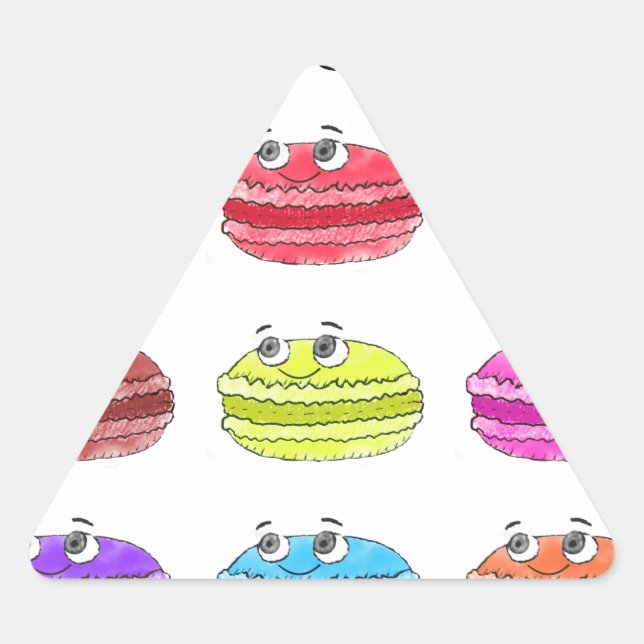 Les Macarons Cute Cartoon Triangle Sticker (Front)