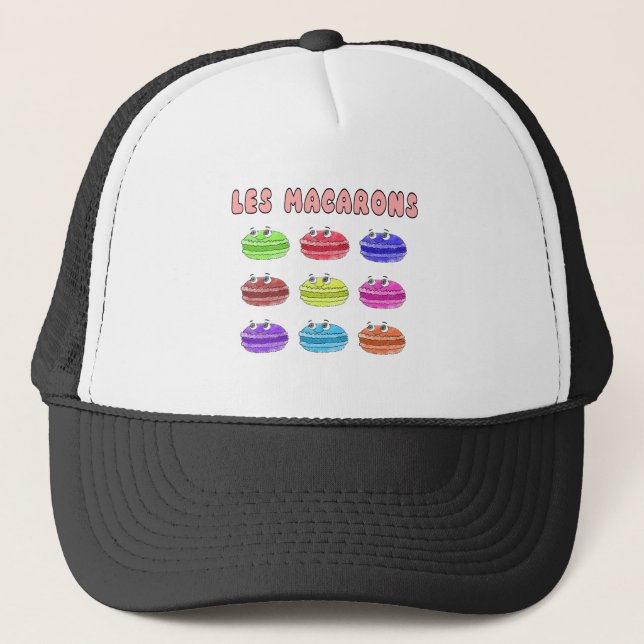 Les Macarons Cute Cartoon Trucker Hat (Front)