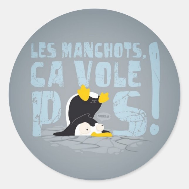 Les manchots classic round sticker (Front)