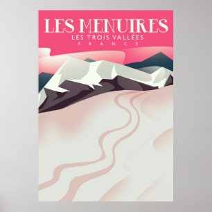 Les Menuires,Les Trois Vallées, France vintage Sk Poster