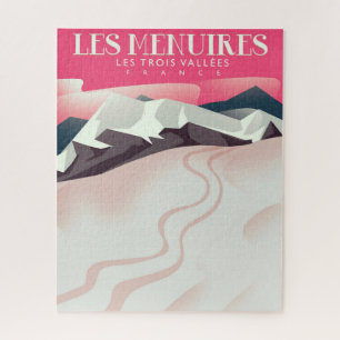 Les Menuires,Les Trois Vallées, France vintage Ski Jigsaw Puzzle