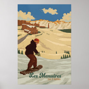 Les Menuires Snowboarding Travel Poster