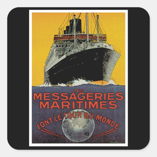 Les Messageries Maritimes Square Sticker (Front)
