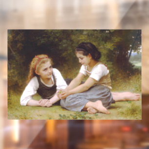 Les Noisettes: Child Girlfriends Gathering Nuts Window Cling