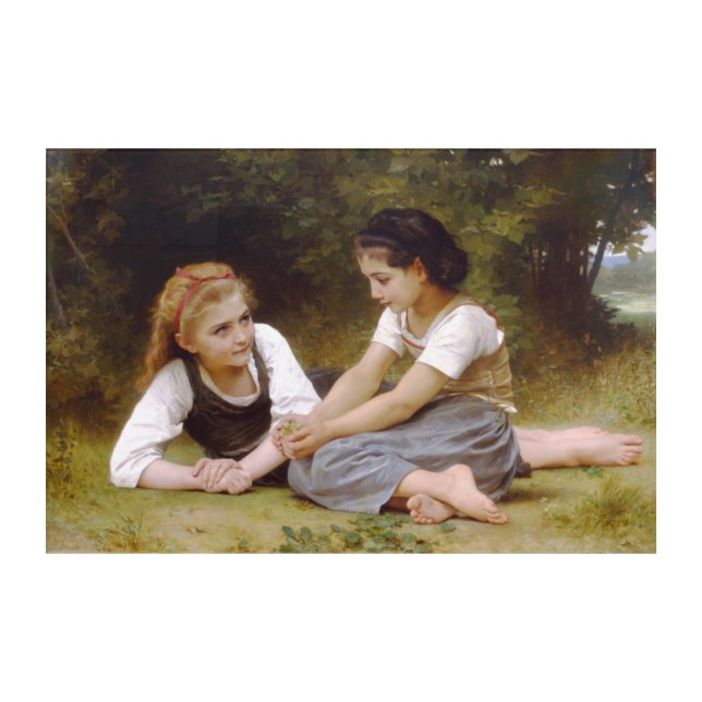 Les Noisettes: Young Girls Collecting Hazelnuts Acrylic Print (Front)