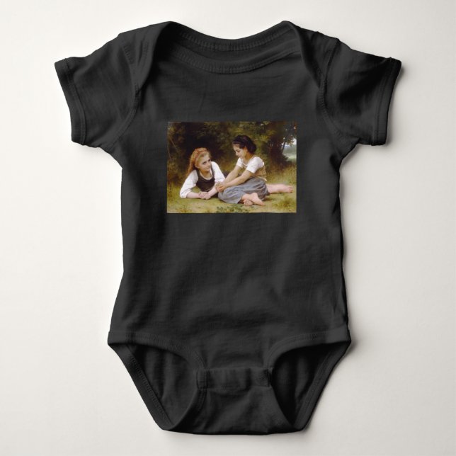 Les Noisettes: Young Girls Collecting Hazelnuts Baby Bodysuit (Front)