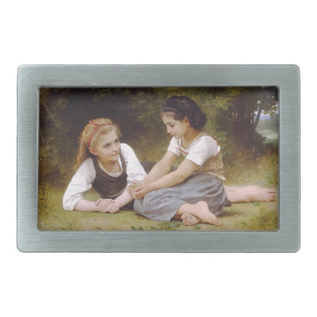 Les Noisettes: Young Girls Collecting Hazelnuts Belt Buckle (Front)