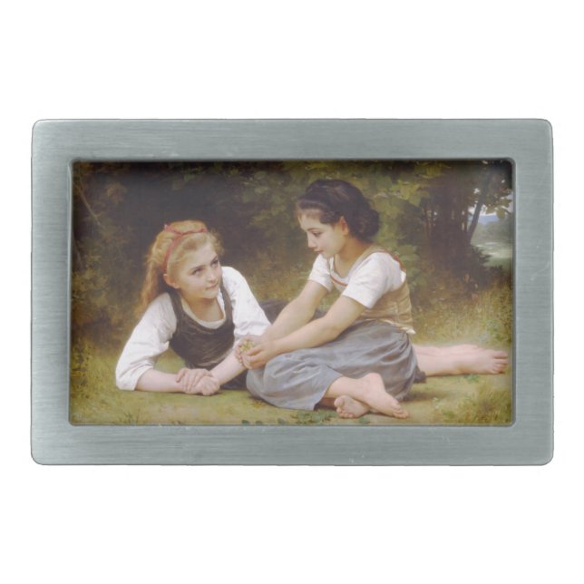 Les Noisettes: Young Girls Collecting Hazelnuts Belt Buckle (Front)