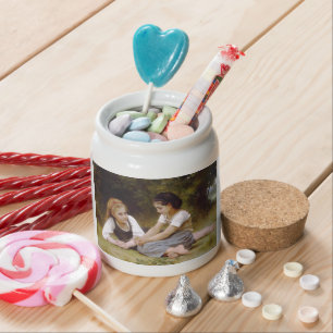 Les Noisettes: Young Girls Collecting Hazelnuts Candy Jar