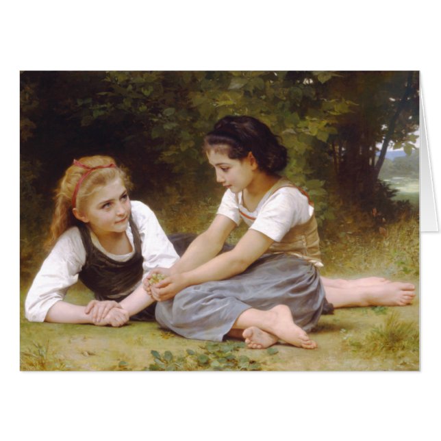 Les Noisettes: Young Girls Collecting Hazelnuts Card (Front Horizontal)