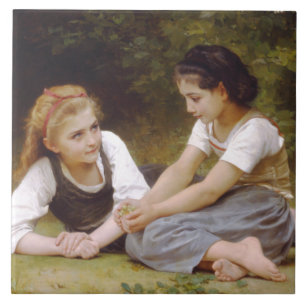 Les Noisettes: Young Girls Collecting Hazelnuts Ceramic Tile