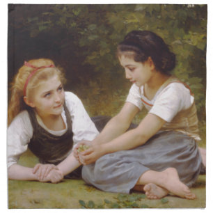 Les Noisettes: Young Girls Collecting Hazelnuts Cloth Napkin