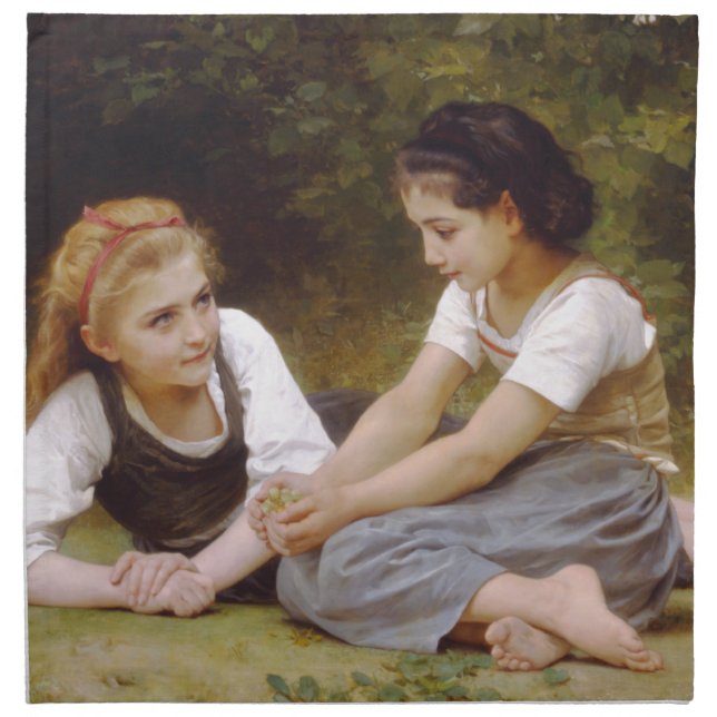 Les Noisettes: Young Girls Collecting Hazelnuts Cloth Napkin (Front)