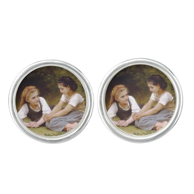 Les Noisettes: Young Girls Collecting Hazelnuts Cufflinks (Front)