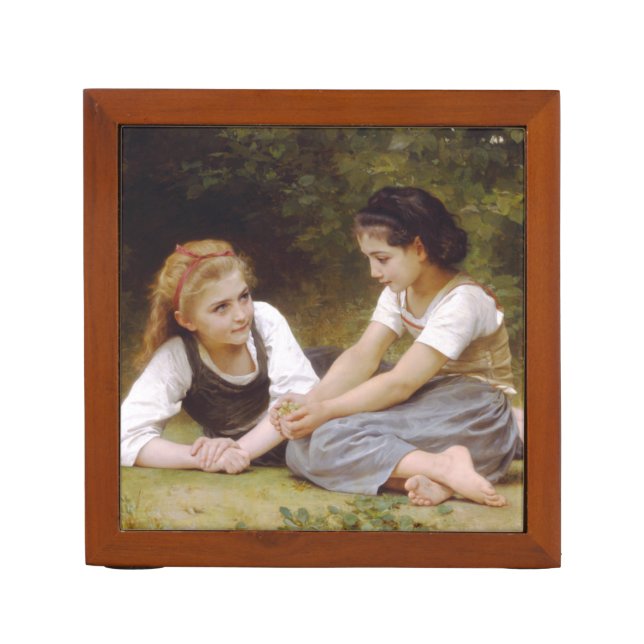 Les Noisettes: Young Girls Collecting Hazelnuts Desk Organizer (Front)