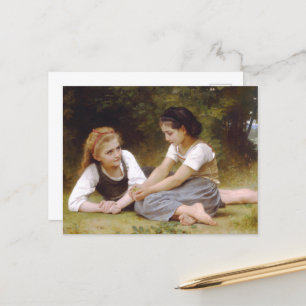 Les Noisettes: Young Girls Collecting Hazelnuts Holiday Postcard