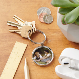Les Noisettes: Young Girls Collecting Hazelnuts Keychain