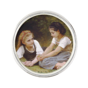 Les Noisettes: Young Girls Collecting Hazelnuts Lapel Pin