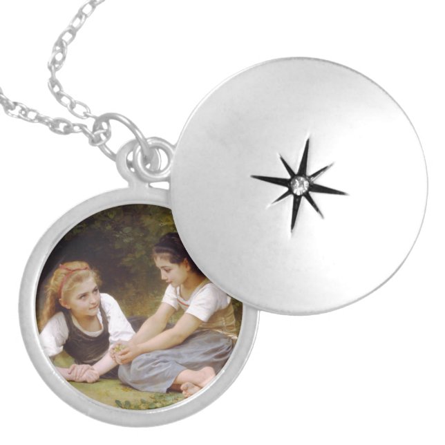 Les Noisettes: Young Girls Collecting Hazelnuts Locket Necklace (Front)