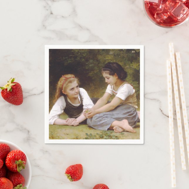 Les Noisettes: Young Girls Collecting Hazelnuts Napkins (Insitu)