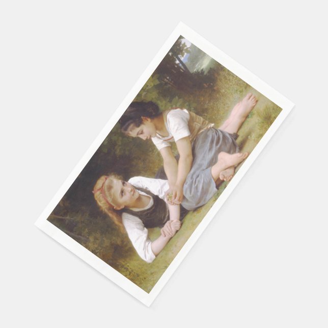 Les Noisettes: Young Girls Collecting Hazelnuts Paper Guest Towels (Corner)