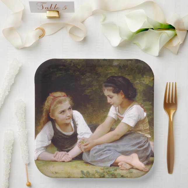 Les Noisettes: Young Girls Collecting Hazelnuts Paper Plates (Wedding)