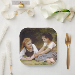 Les Noisettes: Young Girls Collecting Hazelnuts Paper Plates