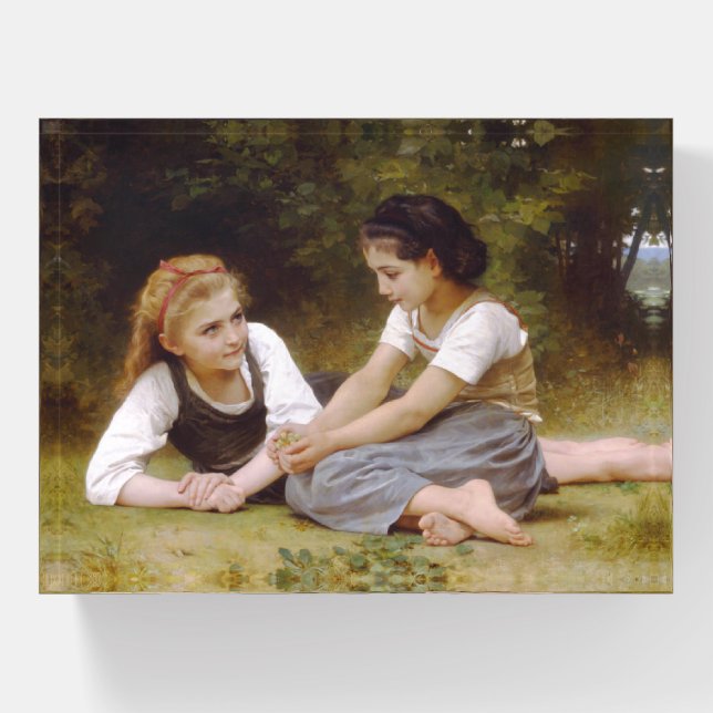 Les Noisettes: Young Girls Collecting Hazelnuts Paperweight (Front)