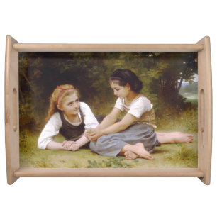 Les Noisettes: Young Girls Collecting Hazelnuts Serving Tray