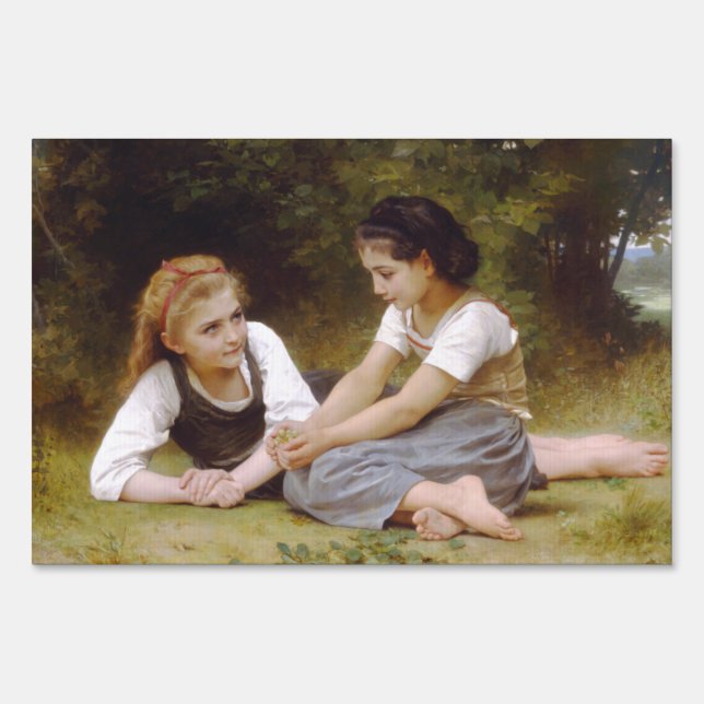 Les Noisettes: Young Girls Collecting Hazelnuts Sign (Front)