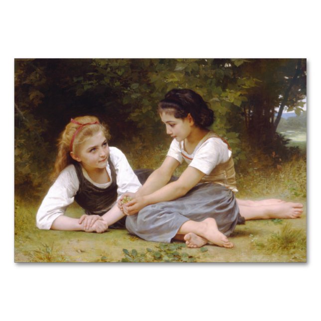 Les Noisettes: Young Girls Collecting Hazelnuts Table Number (Front)