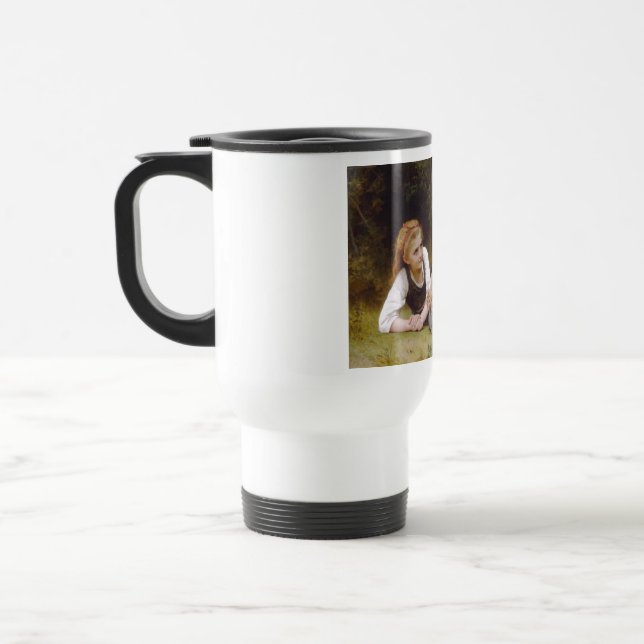 Les Noisettes: Young Girls Collecting Hazelnuts Travel Mug (Left)