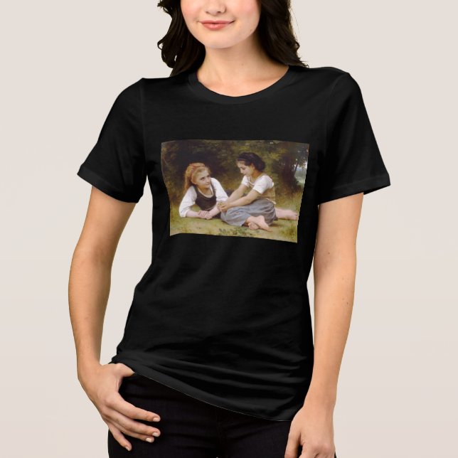 Les Noisettes: Young Girls Collecting Hazelnuts Tri-Blend Shirt (Front)