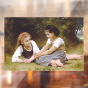 Les Noisettes: Young Girls Collecting Hazelnuts Window Cling