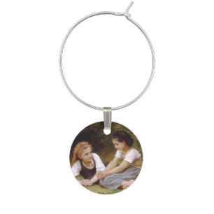 Les Noisettes: Young Girls Collecting Hazelnuts Wine Charm