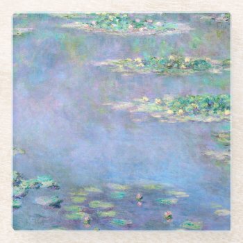 Les Nympheas Water Lilies Glass Coaster by monet_paintings at Zazzle