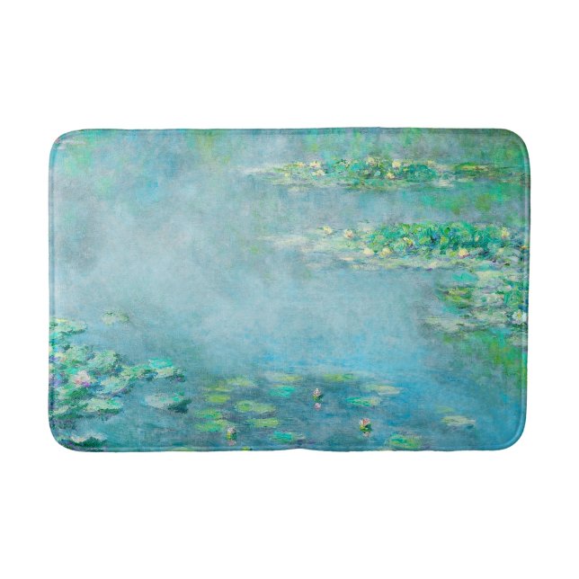 Les Nympheas Water Lilies Light Blue Fine Art Bathroom Mat (Front)