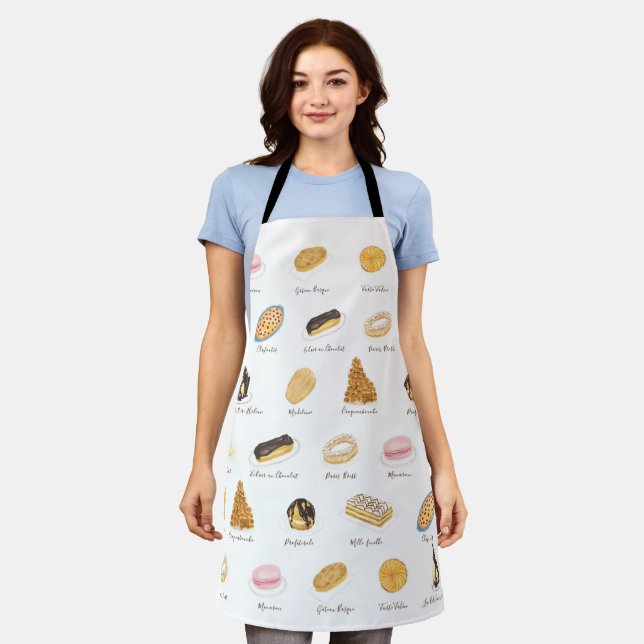 Les Pâtisserie Françaises watercolor Apron (Worn)