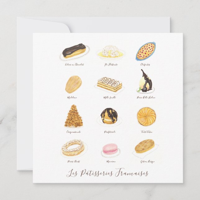 Les Pâtisserie Françaises watercolor Card (Front)