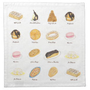 Les Pâtisserie Françaises watercolor Cloth Napkin