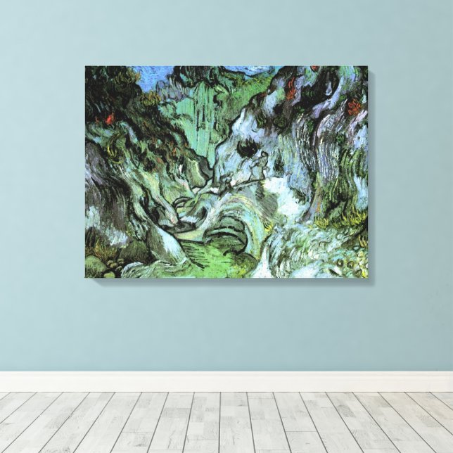 Les Peiroulets Ravine by Vincent van Gogh Canvas Print (Insitu(Wood Floor))