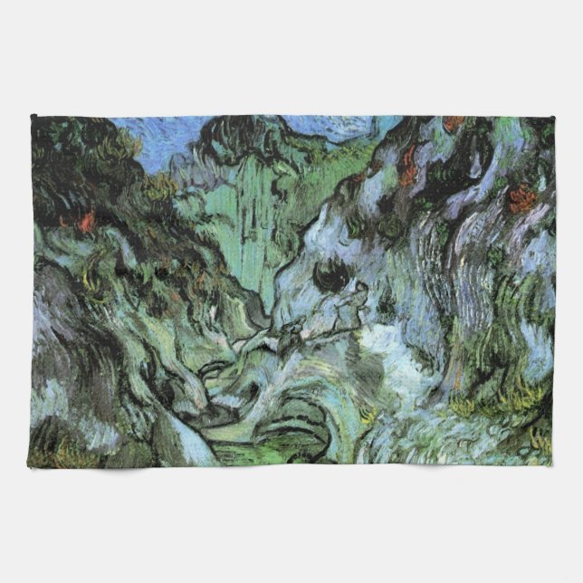Les Peiroulets Ravine by Vincent van Gogh Kitchen Towel (Horizontal)
