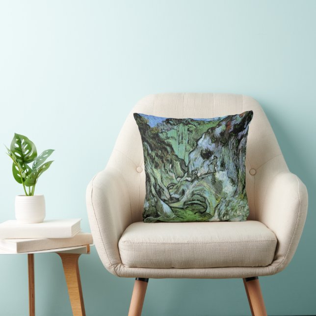 Les Peiroulets Ravine by Vincent van Gogh Throw Pillow (Chair)