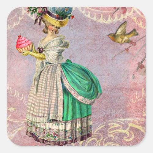 Les Petits Gateaux Marie Antoinette Cupcake Square Sticker