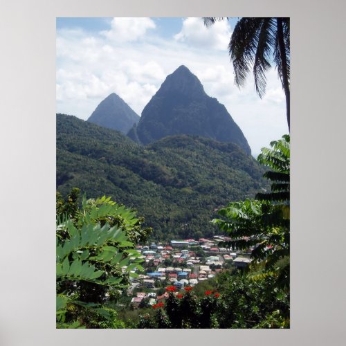 Les Pitons St Lucia Poster