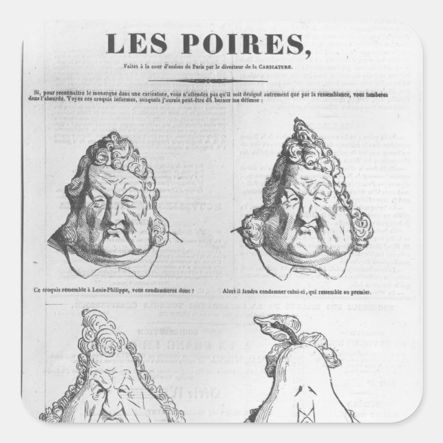 Les Poires, caricature of King Louis-Philippe Square Sticker (Front)