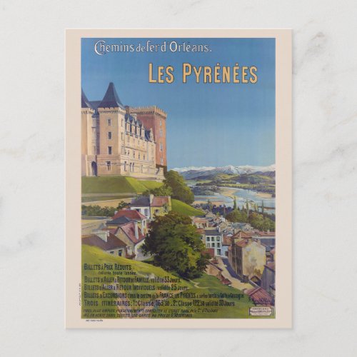 Les Pyrnes France Vintage Poster 1899 Postcard