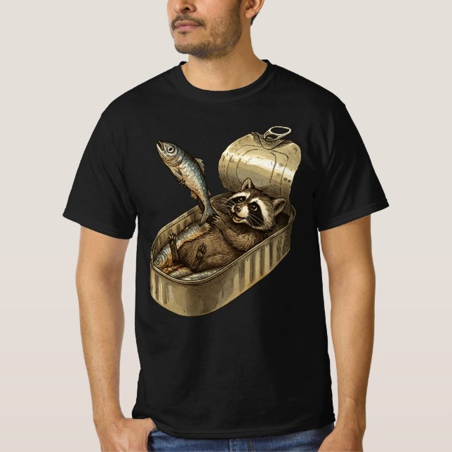 Les Sardines Raccoon | Funny Tinned Fish Raccoon  T-Shirt (Front)
