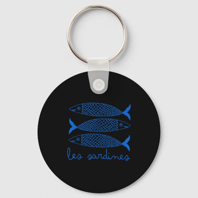 Les Sardines Tinned Fish Retro Graphic For Men Wom Keychain (Front)