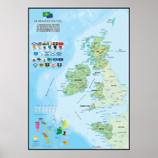 Les six nations celtiques : carte en breton poster